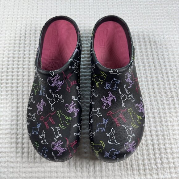 Dansko Womens Black Kane Dogs Mule Clogs Sz 40 - Picture 1 of 10